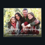 Moderne kalligrafie Happy Hanukkah-serie Foto Briefkaart<br><div class="desc">Modern Fun Calligraphy Script Happy Hanukkah Family Photo Briefkaart</div>