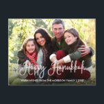 Moderne kalligrafie Happy Hanukkah-serie Foto Briefkaart<br><div class="desc">Modern Fun Calligraphy Script Happy Hanukkah Family Photo Briefkaart</div>