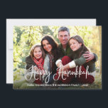 Moderne kalligrafie Happy Hanukkah-serie Foto Feestdagenkaart<br><div class="desc">Modern Fun Calligraphy Script Happy Hanukkah Family Photo Card</div>