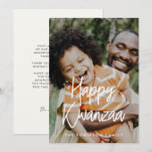 Moderne kalligrafie Happy Kwanzaa foto Feestdagenkaart (Voorkant / Achterkant)