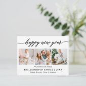 Moderne kalligrafie Happy Nieuwjaar 3 Foto Briefkaart (Staand voorkant)