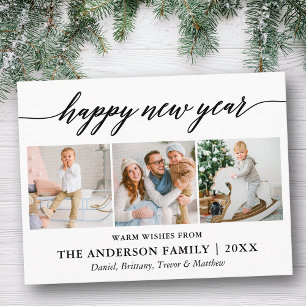Moderne kalligrafie Happy Nieuwjaar 3 Foto Briefkaart