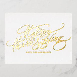Moderne kalligrafie Happy Thanksgiving Folie Feestdagen Briefkaart
