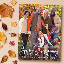 Moderne kalligrafie Happy Thanksgiving-foto Briefkaart
