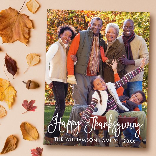 Moderne kalligrafie Happy Thanksgiving-foto Briefkaart