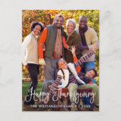 Moderne kalligrafie Happy Thanksgiving-foto Briefkaart (Voorkant)