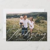 Moderne kalligrafie Happy Thanksgiving-foto Feestdagenkaart (Voorkant)