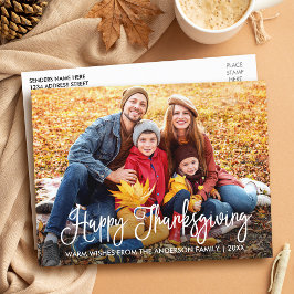 Moderne kalligrafie Happy Thanksgiving-serie Foto Briefkaart