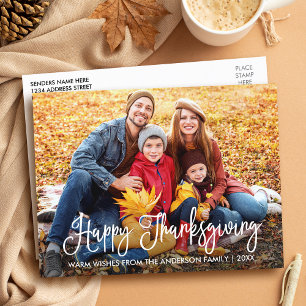 Moderne kalligrafie Happy Thanksgiving-serie Foto Briefkaart
