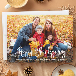 Moderne kalligrafie Happy Thanksgiving-serie Foto Feestdagenkaart