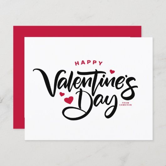 Moderne kalligrafie Happy Valentine Day Card (Voorkant / Achterkant)