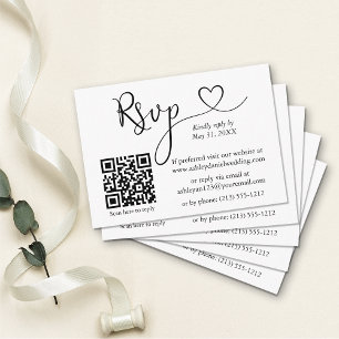 Moderne kalligrafie Harde QR Wedding RSVP Informatiekaartje