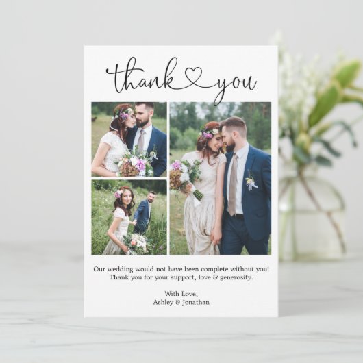 Moderne kalligrafie Harm 3 Fotobruiloft Bedankkaart (Staand voorkant)