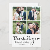 Moderne kalligrafie Harm 4 Fotobruiloft Bedankkaart (Voorkant / Achterkant)