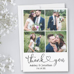 Moderne kalligrafie Harm 4 Fotobruiloft Bedankkaart<br><div class="desc">Moderne,  eenvoudige kalligrafietoestel,  hartbruiloft en groom 4-fotokaart - Hartelijk dank</div>