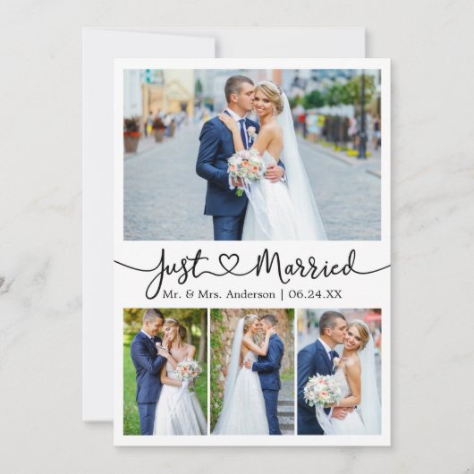 Moderne kalligrafie Harm 5 Fotobruiloft Aankondiging (Voorkant)