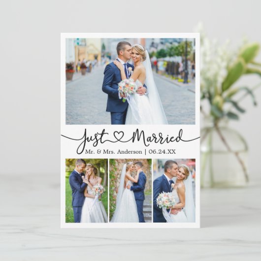 Moderne kalligrafie Harm 5 Fotobruiloft Aankondiging (Staand voorkant)