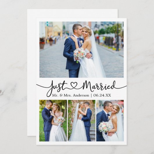 Moderne kalligrafie Harm 5 Fotobruiloft Aankondiging (Voorkant / Achterkant)