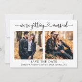 Moderne kalligrafie Hart 2 Foto Huwelijk Save The Date (Voorkant)