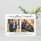 Moderne kalligrafie Hart 2 Foto Huwelijk Save The Date (Staand voorkant)