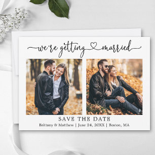 Moderne kalligrafie Hart 2 Foto Huwelijk Save The Date