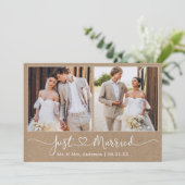 Moderne kalligrafie Hart 2 Foto Kraft Wedding Aankondiging (Staand voorkant)