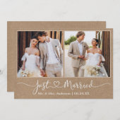 Moderne kalligrafie Hart 2 Foto Kraft Wedding Aankondiging (Voorkant / Achterkant)