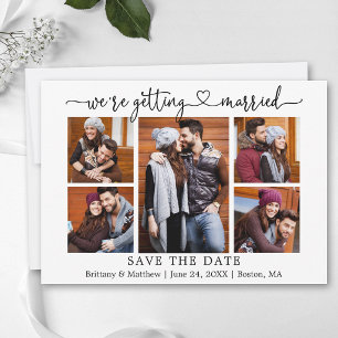 Moderne kalligrafie Hart 5 Foto Huwelijk Save The Date