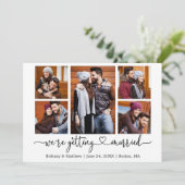 Moderne kalligrafie Hart 5 Foto trouwen Save The Date (Staand voorkant)