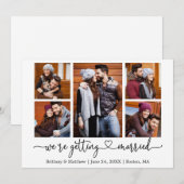 Moderne kalligrafie Hart 5 Foto trouwen Save The Date (Voorkant / Achterkant)