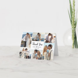 Moderne kalligrafie hart 6 foto collage bruiloft bedankkaart