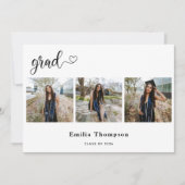 Moderne kalligrafie hart afstuderen 3 fotocollage aankondiging (Voorkant)