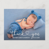 Moderne kalligrafie Hart Baby Foto Bedankt Briefkaart (Voorkant)