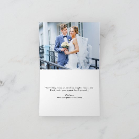 Moderne kalligrafie Hart bruiloft FOTO Bedankkaart (Binnen)