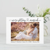 Moderne kalligrafie hart Getting Married Foto Save The Date (Staand voorkant)