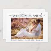 Moderne kalligrafie hart Getting Married Foto Save The Date (Voorkant / Achterkant)