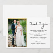 Moderne kalligrafie Hart Gouden Lijst Foto Bruilof Bedankkaart (Voorkant / Achterkant)