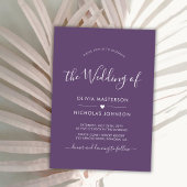 Moderne Kalligrafie Hart Mauve QR Code Bruiloft Kaart