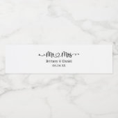 Moderne kalligrafie Hart Mijnheer en Mevrouw Huwel Waterfles Etiket (Enkel label)