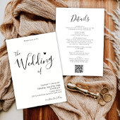 Moderne kalligrafie hart script QR code bruiloft Kaart