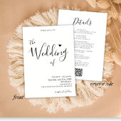 Moderne kalligrafie hart script QR code bruiloft Kaart