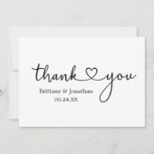 Moderne Kalligrafie Hart Trouwfoto Terug Bedankkaart (Voorkant)