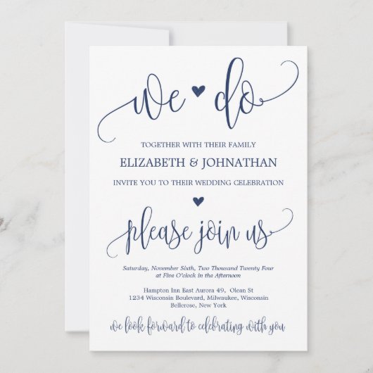 Moderne kalligrafie-hart van de marine, we doen br kaart (Voorkant)