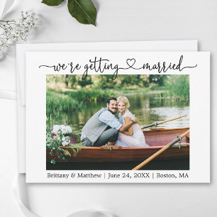Moderne kalligrafie Hart Verliefd Trouwfoto Save The Date