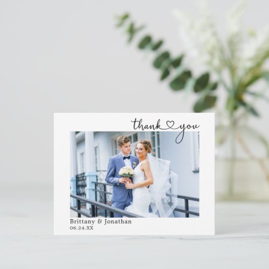 Moderne kalligrafie Hart Weddenschap Bedankt Briefkaart (Staand voorkant)