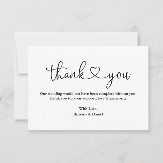 Moderne kalligrafie Hart Weddenschap Foto Bedankkaart (Voorkant)