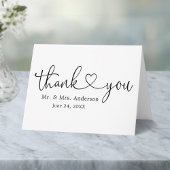 Moderne kalligrafie Hart Wedding Folded Note Bedankkaart