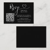 Moderne kalligrafie Hart Wedding QR RSVP Black Informatiekaartje (Voorkant / Achterkant)