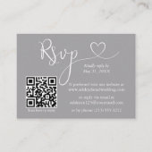 Moderne kalligrafie Hart Wedding QR RSVP Grijs Informatiekaartje (Voorkant)