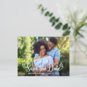 Moderne kalligrafie harten foto opslaan van de dat briefkaart (Staand voorkant)